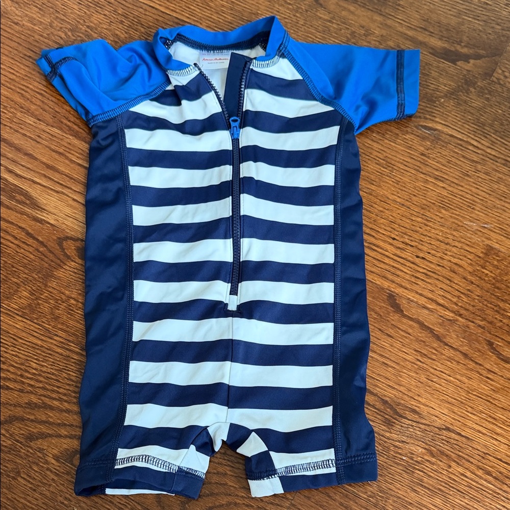 Hanna Andersson Navy and White Striped Swimwear